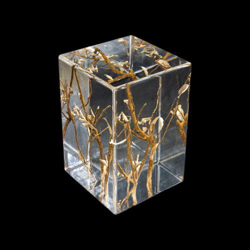 Frozen Forest Botanical Crystal Stool | Wabi-Sabi Art Side Table