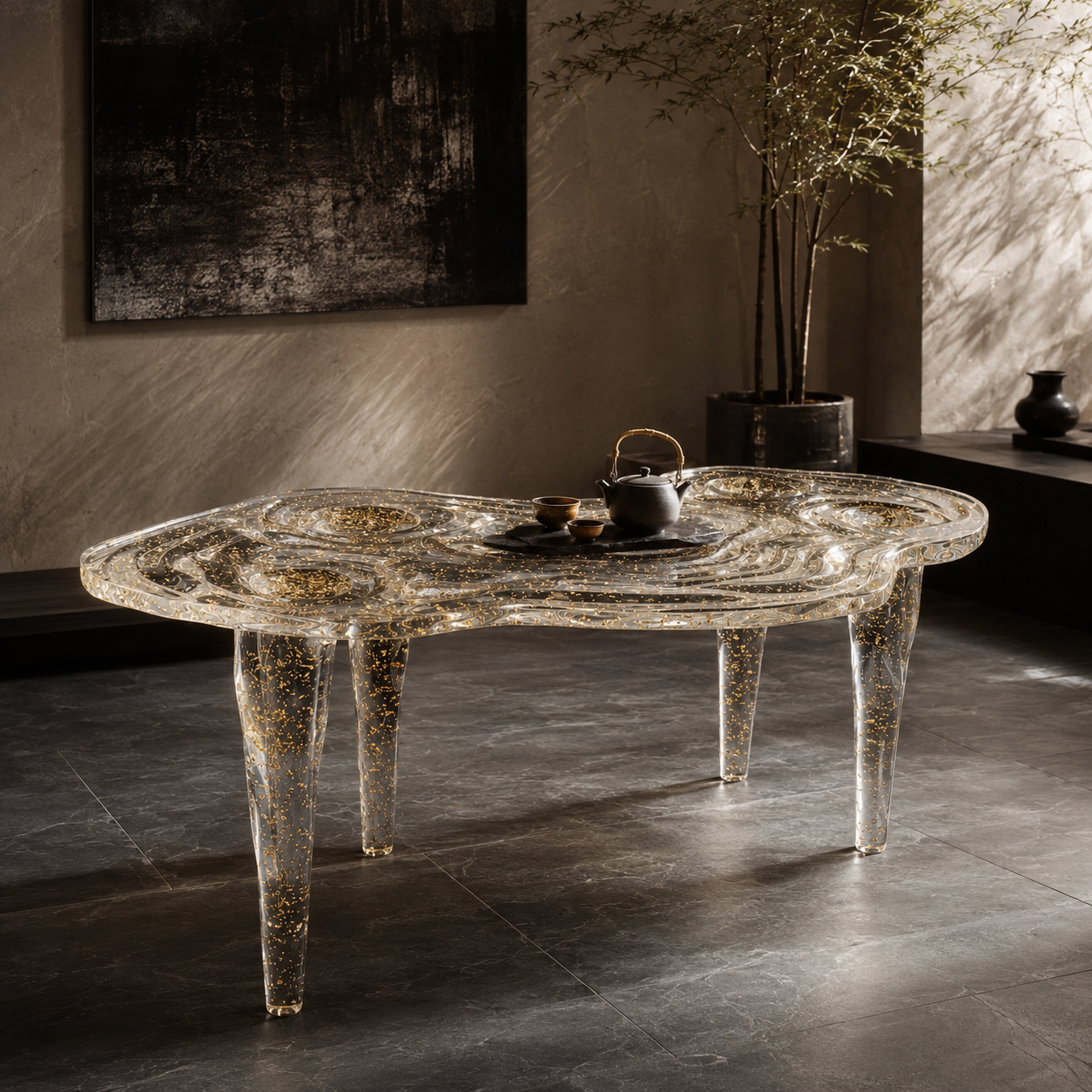 Gold Leaf and Crystal Coffee Table (1)