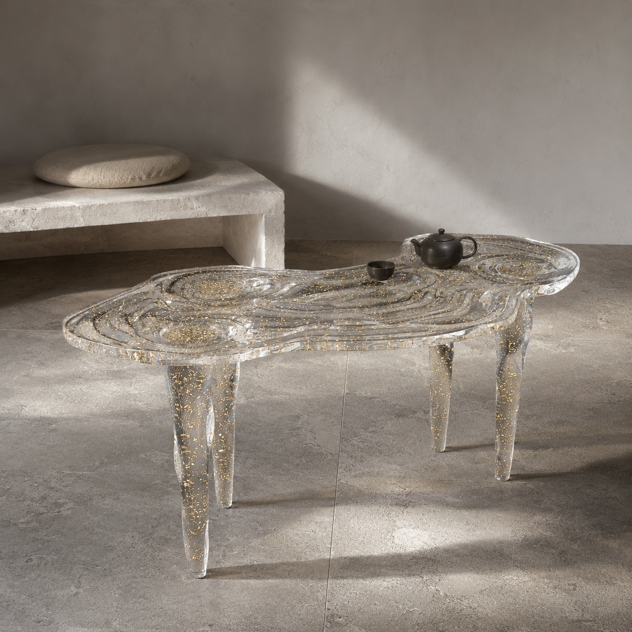 Gold Leaf and Crystal Coffee Table (6)