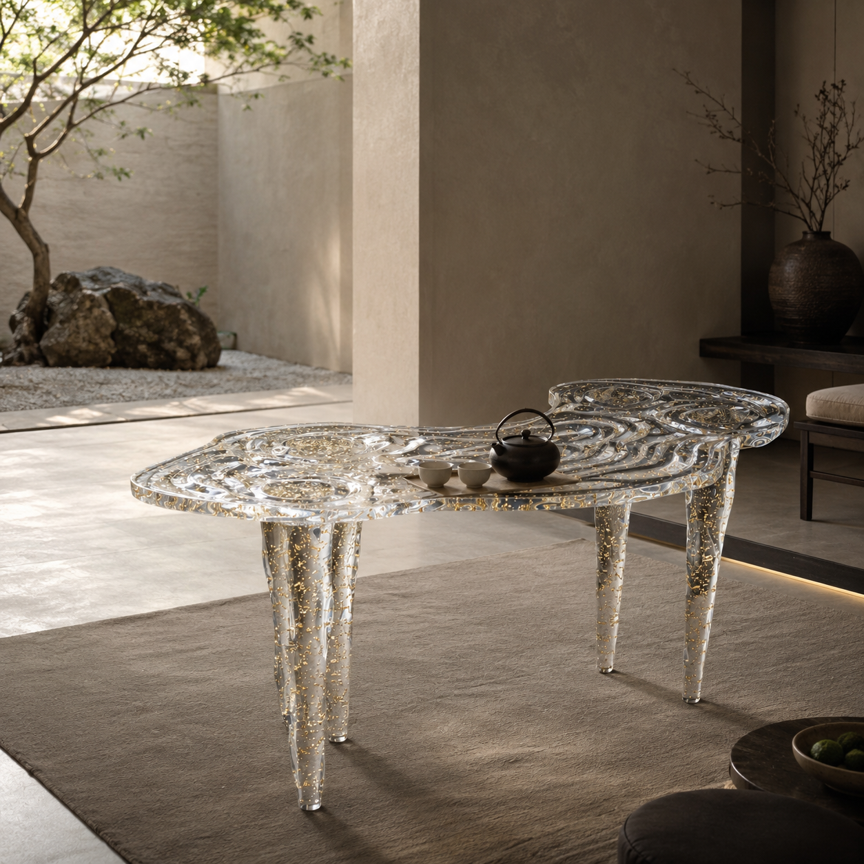 Gold Leaf and Crystal Coffee Table (7)