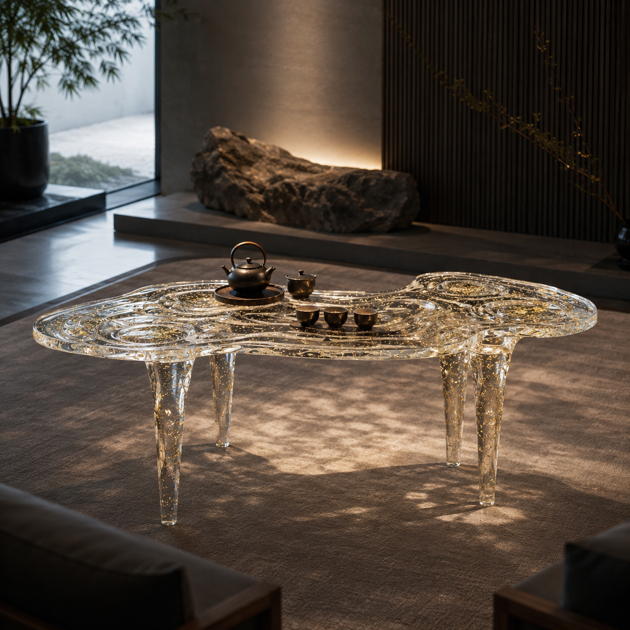 Gold Leaf and Crystal Coffee Table (8)