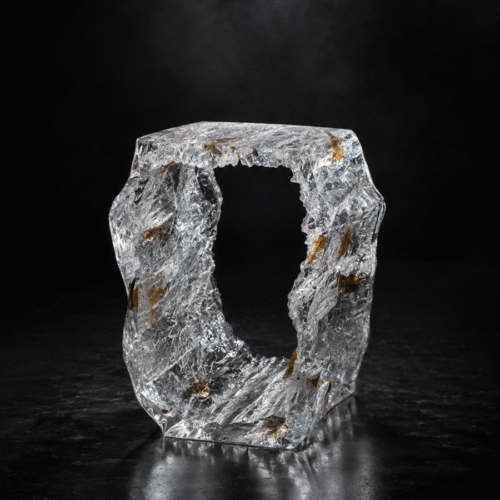 Fallen Leaf Ice Cave Crystal Stool | Sculptural Accent Table
