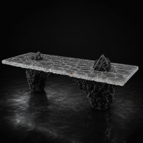 The Eternal Stream Tea & Dining Table | Sculpted Rock and Liquid Crystal
