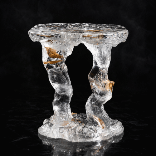 Fallen Leaf Taihu Crystal Side Table & Stool