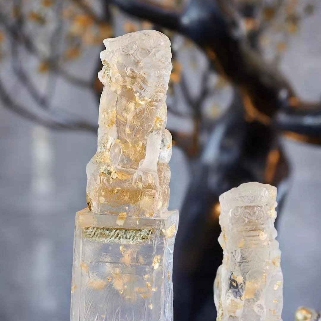 imperial hitching post sculpture | gold leaf & crystal pillar imperial hitching post sculpture | gold leaf & crystal pillar